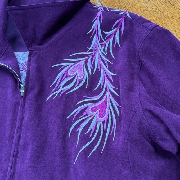 Bob Mackie Wearable Art vintage purple pants set. Embroidered.Zip front. Size XL - Picture 4 of 15